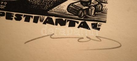 Nagy Lázár László (1935-): Bor, szőlő. 2 db ex libris, fametszet, papír, jelzett, 9×5-11×5 cm