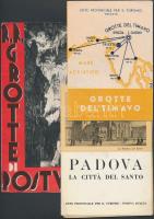 cca 1930-1940 Olasz utazási prospektusok fotókkal, térképekkel illusztrálva(Grotte del Timavo, Le gr...