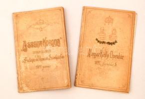 1892 A koronázás 25. évfordulójára kiadott 2 db ünnepi műsorfüzet: Hazánk - ünnepi színjáték 11 képben, A Szent Korona történeti képek 5 szakaszban, 31 és 51p