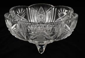 Ólomkristály gyümölcsöstál, csiszolt, formába öntött, hibátlan, m:12,5 cm, d:25,5 cm