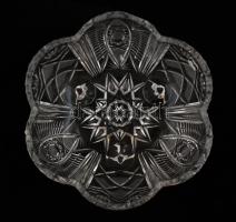 Ólomkristály gyümölcsöstál, csiszolt, formába öntött, hibátlan, m:12,5 cm, d:25,5 cm