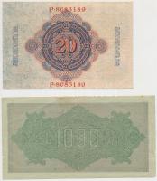 Német Birodalom 1914. 20M + Weimari Köztársaság 1920. 100M + 1922. 1000M + 50.000M T:I,III
German E...