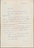 1982 Illés Endre (1902-1986) drámaíró, könyvkiadó igazgató személyes hangvételű kézzel írt levele Lé...