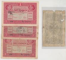 1866. 1G + 1912. 100K + 1913. 20K + 1917. 2K (3x), a korona bankjegyek felülbélyegzésekkel T:IV,III,...