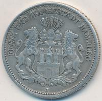 Német Államok / Hamburg 1876J 2M vésett címerek T:3
German States / Hamburg 1876J 2 Mark carved coa...