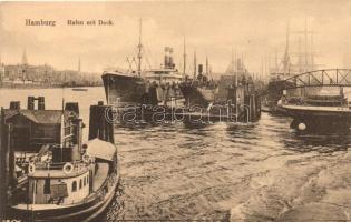 Hamburg, Hafen mit Dock / port, steamships