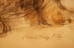 1976 Mads Stage (1922-2004): Kölyök spániel. Ofszet, papír, jelzett az ofszeten, üvegezett keretben,...