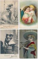 176 db háború előtti üdvözlő és motívum lap, érdekes, változatos anyag