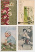 176 db háború előtti üdvözlő és motívum lap, érdekes, változatos anyag