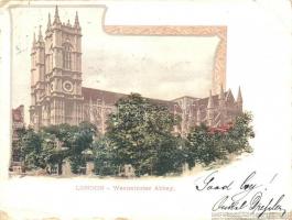 1899 London, Westminster Abbey, minicard litho (11,6 cm x 9 cm) (small tear)