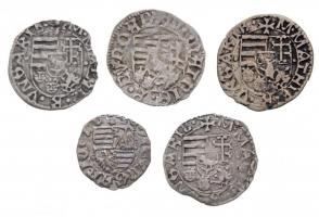 5db-os magyar denár tétel, közte 4db "I. Mátyás" és 1db "Zsigmond" T:2-,3 ki