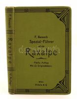 Benesch, Fritz: Spezialführer auf die Raxalpe. Bécs, 1914, Artaria. Térképmelléklettel, fekete-fehér fényképekkel. Kicsit kopott díszes vászonkötésben, jó állapotban.