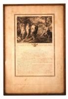 cca 1800 Peter Paul Rubens után: Parisz ítélete. Metszet (mélynyomás), papír, üvegezett keretben, francia leírással, 37×25