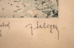 Olvashatatlan jelzéssel: Utca részlet. Rézkarc, papír, üvegezett keretben, 11,5×7,5 cm