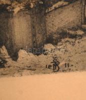 Tavik Frantisek Simon (1877-1942): Notre Dome. Színezett akvatinta, papír, jelzett a nyomaton, 24×26...