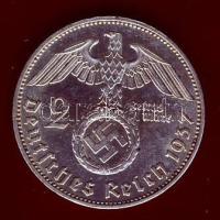 Német Birodalom 1937E 2M Ag "Hindenburg" T:2/3 R!