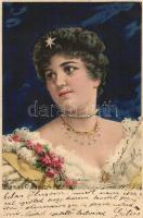 8 db RÉGI motívum képeslap, hölgyek, litho képeslapok, vegyes minőség / 8 old motive postcards, ladi...