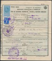 1937 Marhalevél lugosi helyi illetékbélyeggel