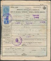 1937 Marhalevél lugosi helyi illetékbélyeggel