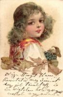 5 db RÉGI motívum képeslap, lányok, egy másodpéldánnyal, vegyes minőség / 5 old motive postcards, gi...