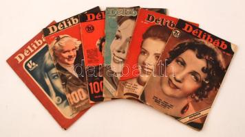 1936-1943 A Délibáb című színházi hetilap 6 különböző száma, eltérő évfolyamokból