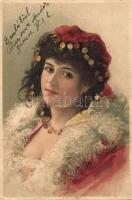 13 db RÉGI motívum képeslap, hölgyek portréi, két másodpéldánnyal, vegyes minőség / 13 old motive po...