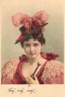 13 db RÉGI motívum képeslap, hölgyek portréi, két másodpéldánnyal, vegyes minőség / 13 old motive po...