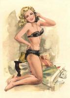 13 db MODERN, megíratlan motívum képeslap, 'Pin-up hölgy' témájú lapok, vegyes minőség / 1...