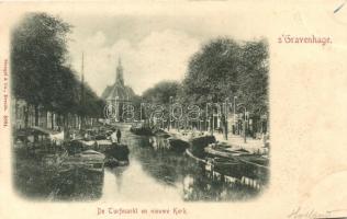 The Hague, Den Haag; De Turfmarkt en nieuwe Kerk / The Turfmarkt and New Church (wet damage)