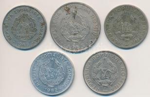 Románia 1952. 25b Cu-Ni + 1955. 25b Cu-Ni + 50b Cu-Ni + 1966. 25b Ni borítású acél + 1982. 25b Al T:...