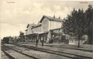 Trencsén, Trencin; vasútállomás, kiadja Weisz Náthán / railway station (EK)