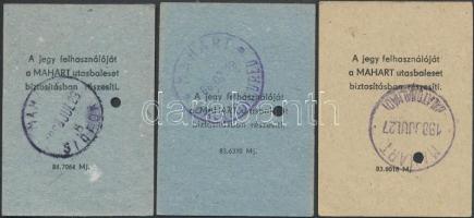 1968-83  Mahart jegyek bélyegzővel, Siófok, Balatonfüred, Balatonalmádi, 3db, 7x5cm
