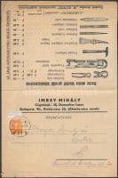 1936 Árjegyzék, Imrey Mihály Vas- és szerszámáruk, háztartási cikkek, hajtás mentén kis szakadásokkal, 32x25cm