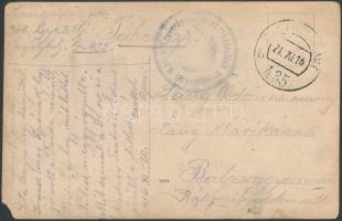 1916 Honvéd ágyús osztály ágyúját ábrázoló fotólap, hátoldalon a  M. kir. 306. honvéd gyalogezred 1....