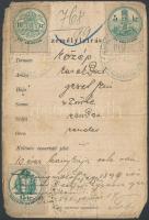 1897 Bia, Napszámos számára kiállított igazolási jegy