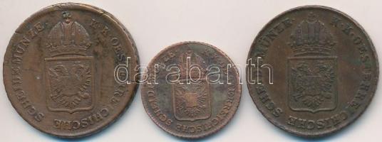 Vegyes: 1816G 1kr Cu + Ausztria 1816A 1/4kr Cu + 1kr Cu T:2- ph