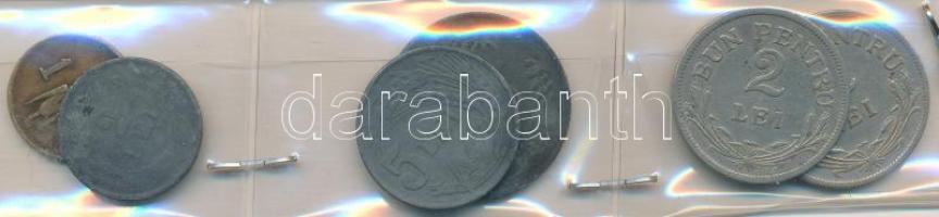 Románia 1924. 2L (2x) Cu-Ni + 1939. 1L Ni-sárgaréz + 1941. 2L Zn + 1942. 5L Zn + 1943. 20L Zn T:2,2- Romania 1924. 2 Lei (2x) Cu-Ni + 1939. 1 Leu Ni-Brass + 1941. 2 Lei Zn + 1942. 5 Lei Zn + 1943. 20 Lei Zn C:XF,VF