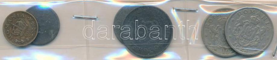 Románia 1924. 2L (2x) Cu-Ni + 1939. 1L Ni-sárgaréz + 1941. 2L Zn + 1942. 5L Zn + 1943. 20L Zn T:2,2-...