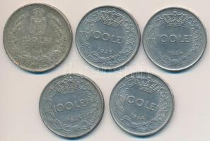 Románia 1939. 250L Ag "II. Károly" + 1943. 100L Ni borítású acél (2x) + 1944. 100L Ni borí...