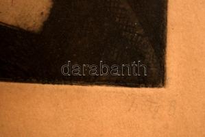 Uitz jelzéssel: Női portré. Rézkarc, papír, üvegezett keretben, 17×14 cm