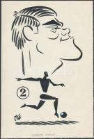 Szepes Béla (1903-1986): Noskó Ernő, karikatúra, tusrajz, papír, jelzett, 20x13cm