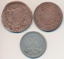 Orosz Birodalom 1822. 1k Cu + 1879. 2k Cu + 1891. 20k Ag T:2-,3
Russian Empire 1822. 1 Kopek Cu + 1...