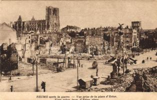 Reims aprés la guerre, Vue prise de la place dErlon / After the war, view of the Erlon square, WWI, from postcard booklet