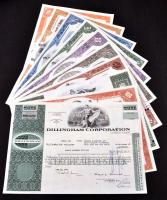 Amerikai Egyesült Államok 1962-1977. 10db klf részvény perforációval, bélyegzésekkel, lyukasztással ...