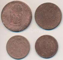 Vegyes: Ausztria 1816A 1kr Cu + Magyarország 1851B 1kr Cu + 1859E 1kr Cu + Szerbia 1904. 2p Br T:2-,...