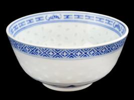 6 db kínai porcelán evőtálka, jelzettek, apró kopásnyomokkal, d: 11,5 cm + 6 db kínai porcelán kanál...