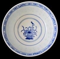 6 db kínai porcelán evőtálka, jelzettek, apró kopásnyomokkal, d: 11,5 cm + 6 db kínai porcelán kanál...