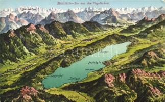 Millstätter-See, Austria, map of the lake and its vicinity, Verlag Franz Knollmüller No. 630/154. (EK)