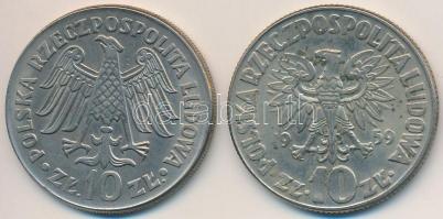 Lengyelország 1959. 10Zl Cu-Ni "Kopernikusz" + 1964. 10Zl Cu-Ni "10 éves a Jagelló Eg...