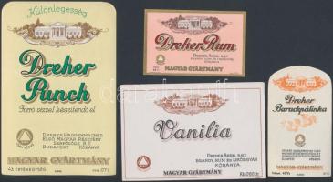 Vegyes Dreher címkék, 4db, különböző méretben, 5x8cm és 14x9cm között